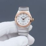 Omega Constellation Double Eagle Lady 27mm Swiss Quartz Movement White Face Two-tone Rose Gold Strap Watch